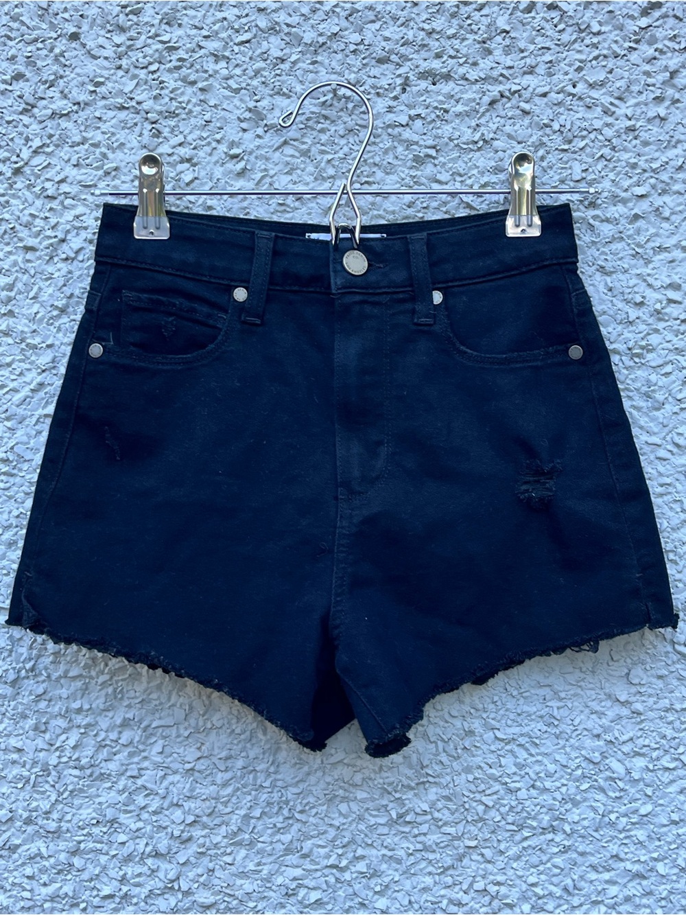 PAIGE Black High-Rise Denim Jean Shorts